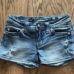 Miss Me Distressed Blue Jean Shorts